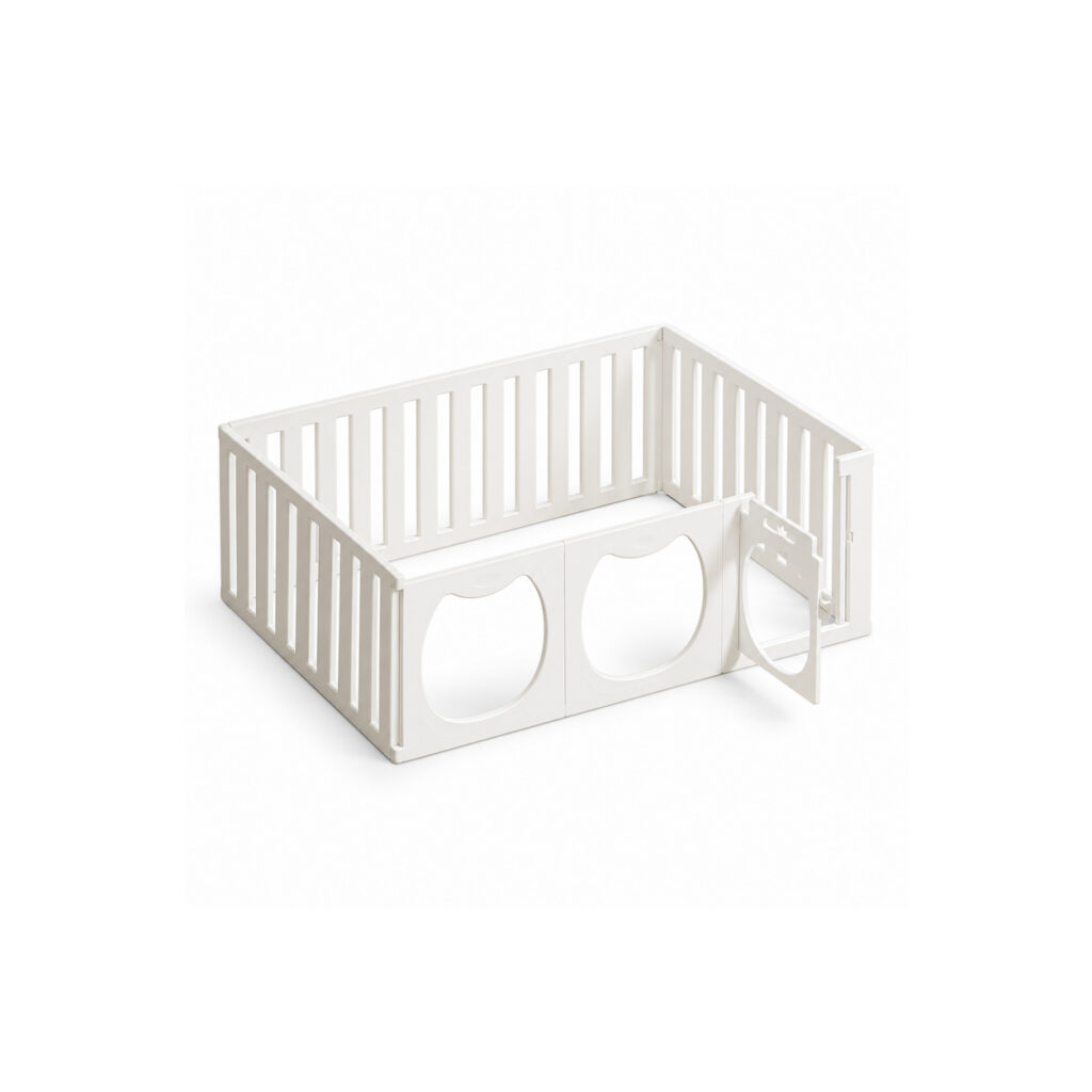 White Pet Playpen with Round-Window Door