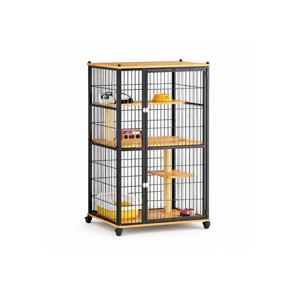 Multi-Level Cat Cage with Square Doors