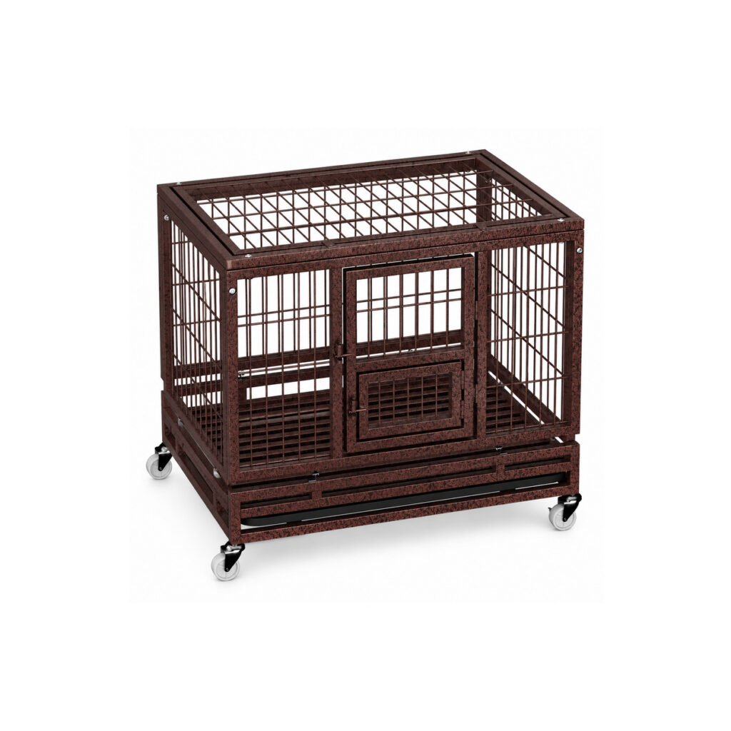 93 cm Copper-Tone Foldable Pet Crate on Wheels