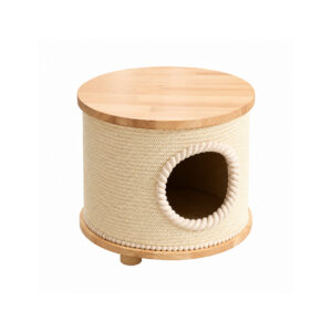 Round Cat House with Scratching Exterior