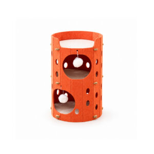Orange Two-Level Felt Cat Barrel