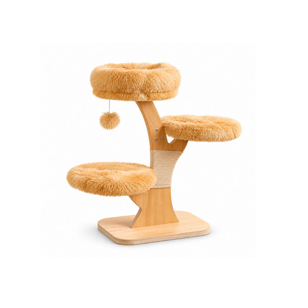 Three-Perch Wooden Cat Tree A10