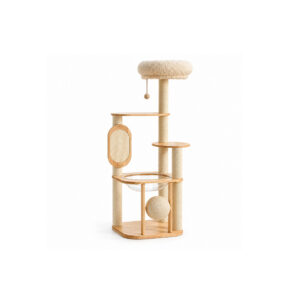 Wooden Cat Tree with Side Scratching Panel D01