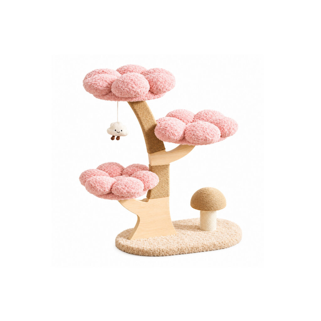Pink Flower Cat Tree with Scratching Post