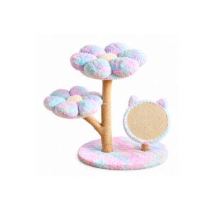 Pastel Flower Cat Tree with Round Scratching Panel
