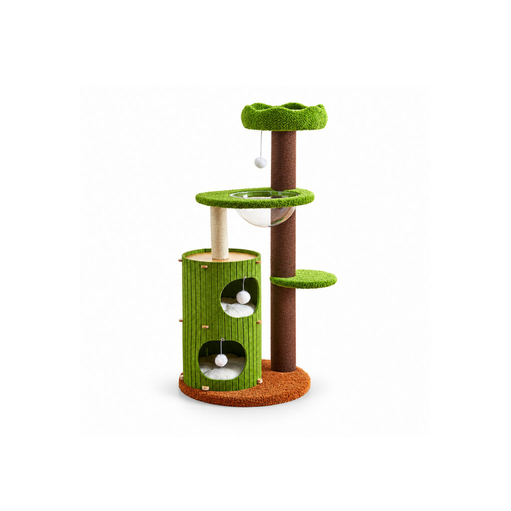 Green Cat Tree with Two-Level House