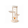Cream Wooden Cat Tree with Clear Bowl