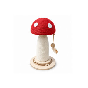 Red Mushroom Cat Scratching Post with Track Base
