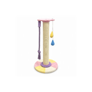 Pastel Cat Scratching Post with Hanging Toys
