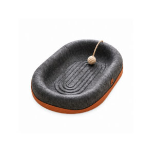 Black Oval Cat Scratching Bed with Bell Ball