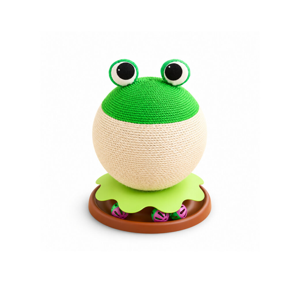 Frog-Shaped Cat Scratching Ball Stand