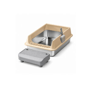 Extra-Large Stainless Steel Litter Box with Tracking Step