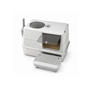 Enclosed Stainless Steel Litter Box with Tracking Step