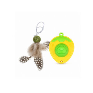 Yellow Catnip Ball Toy with Feather